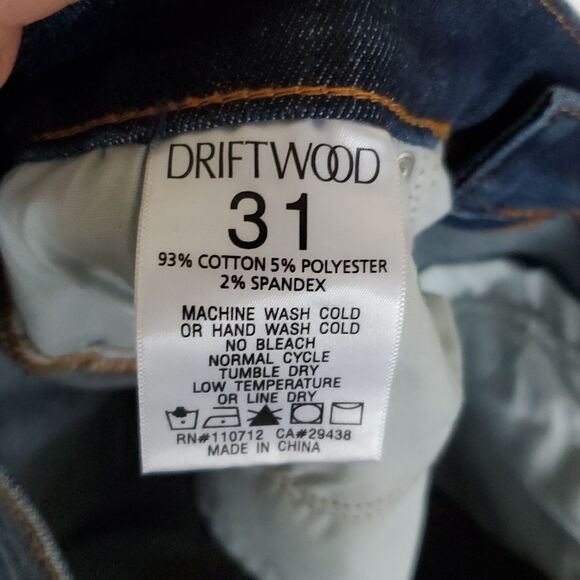 DRIFTWOOD Blue Cropped Jeans with Embroidered Hem Size 31 - Picture 9 of 10